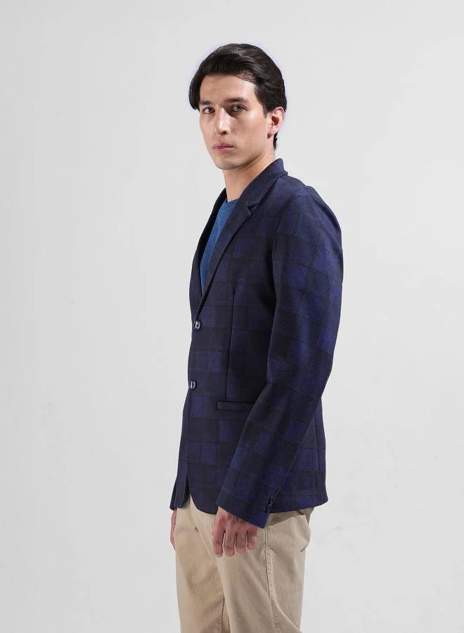 The Indian Garage Co  Men Comfort Fit Checked Notch Collar Full Sleeves Blazer for Men | Best Price UAE